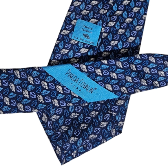 PINEDA COVALIN RARE Blue Tobacco CUBA Silk LUXURY Tie MEXICO - Picture 4 of 4